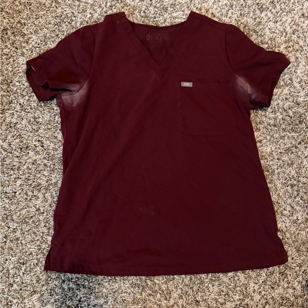 Figs burgundy Scrub Top and pants